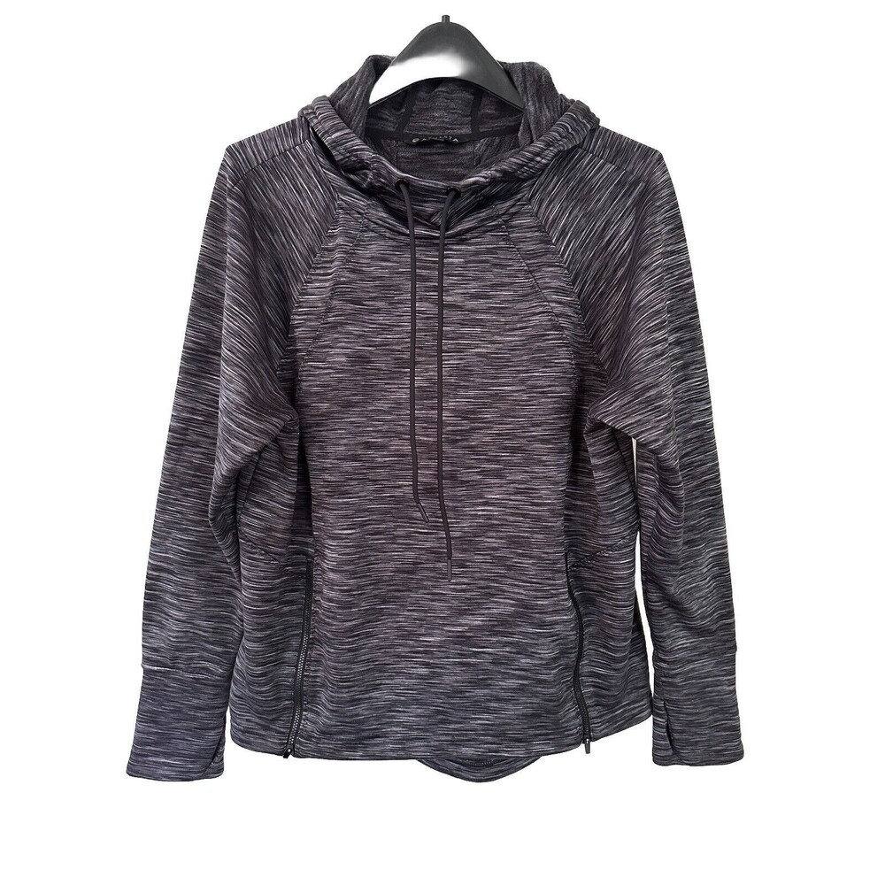 Athleta Women’s Zipper Front Black/Gray Hoodie Fleece Lined Sweatshirt‎ Medium